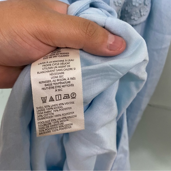 Anthropologie Maeve Linen Blend Applique Butterfly Dress Blue Size 2X - Picture 8 of 10